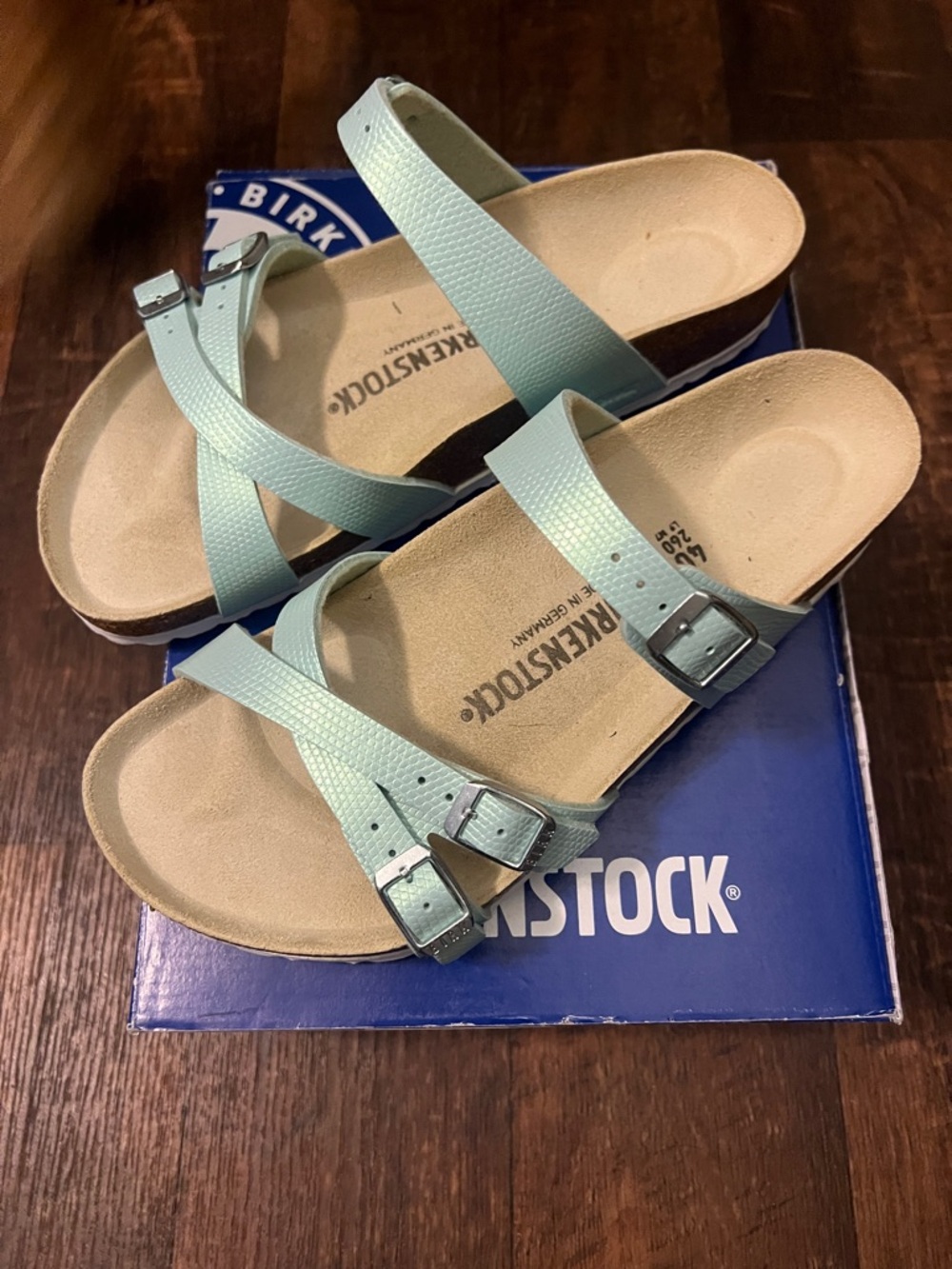 Birkenstock Shiny Lizard Surf Green Franca Sandals